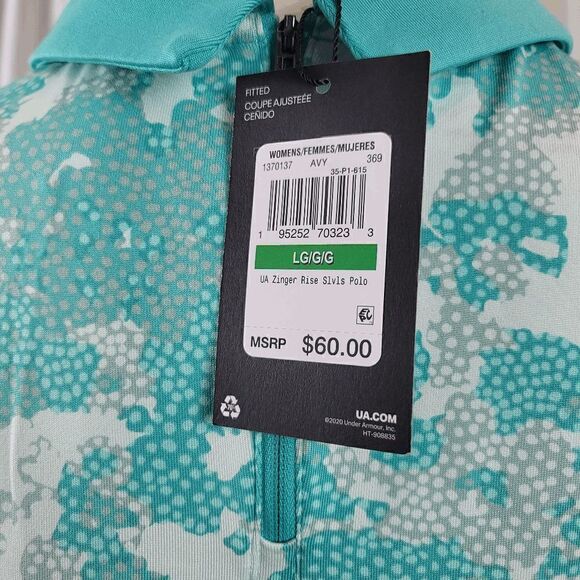 Under Armour womens Sz large blue zinger rise polo top - Picture 4 of 6